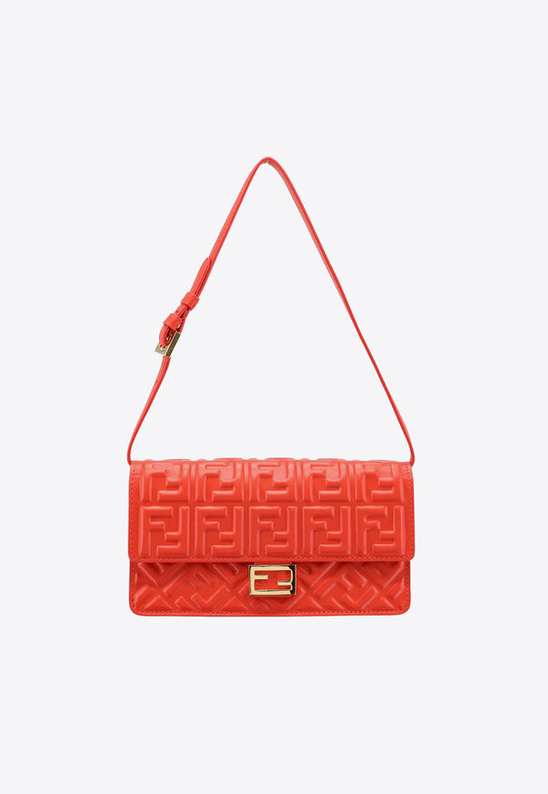 Fendi Baguette Embossed Leather Chain Clutch Red 8M0498AAJD_F1NPY