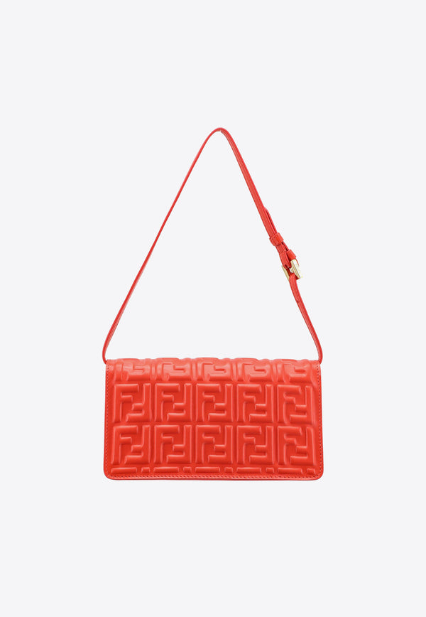 Fendi Baguette Embossed Leather Chain Clutch Red 8M0498AAJD_F1NPY