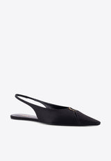 Saint Laurent Babylon Slingback Satin Flats Black 8036469QNAG_1000