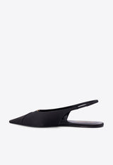 Saint Laurent Babylon Slingback Satin Flats Black 8036469QNAG_1000