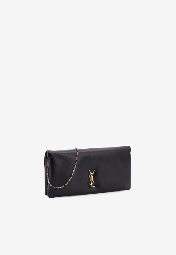 Saint Laurent Mini Calypso Padded Leather Clutch Bag Black 801712AACX7_1000