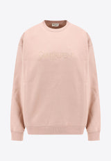 Saint Laurent Logo Embroidered Crewneck Sweatshirt Pink 802001Y36SW_9950