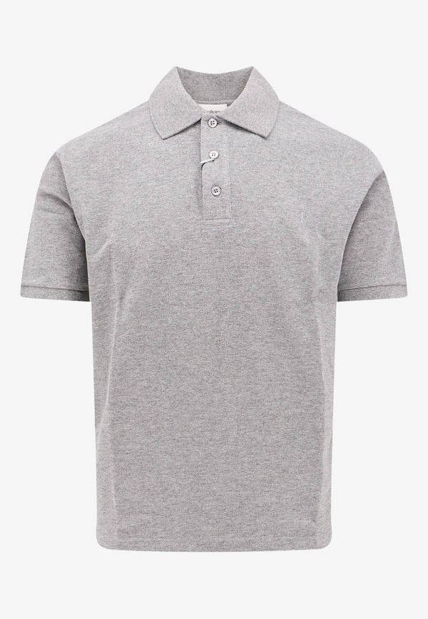 Saint Laurent Cassandre Embroidered Polo T-shirt Gray 798944Y37HC_1403