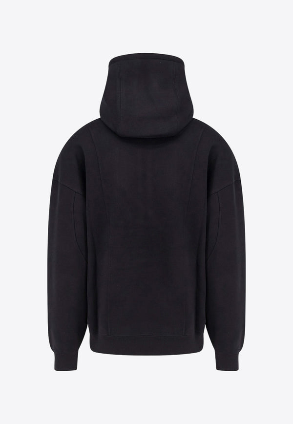 Saint Laurent Logo Embroidered Half-Zip Hooded Sweatshirt Black 802136Y36SW_1000