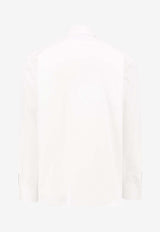 Saint Laurent Cassandre Embroidered Long-Sleeved Shirt White 793321Y1H48_9000