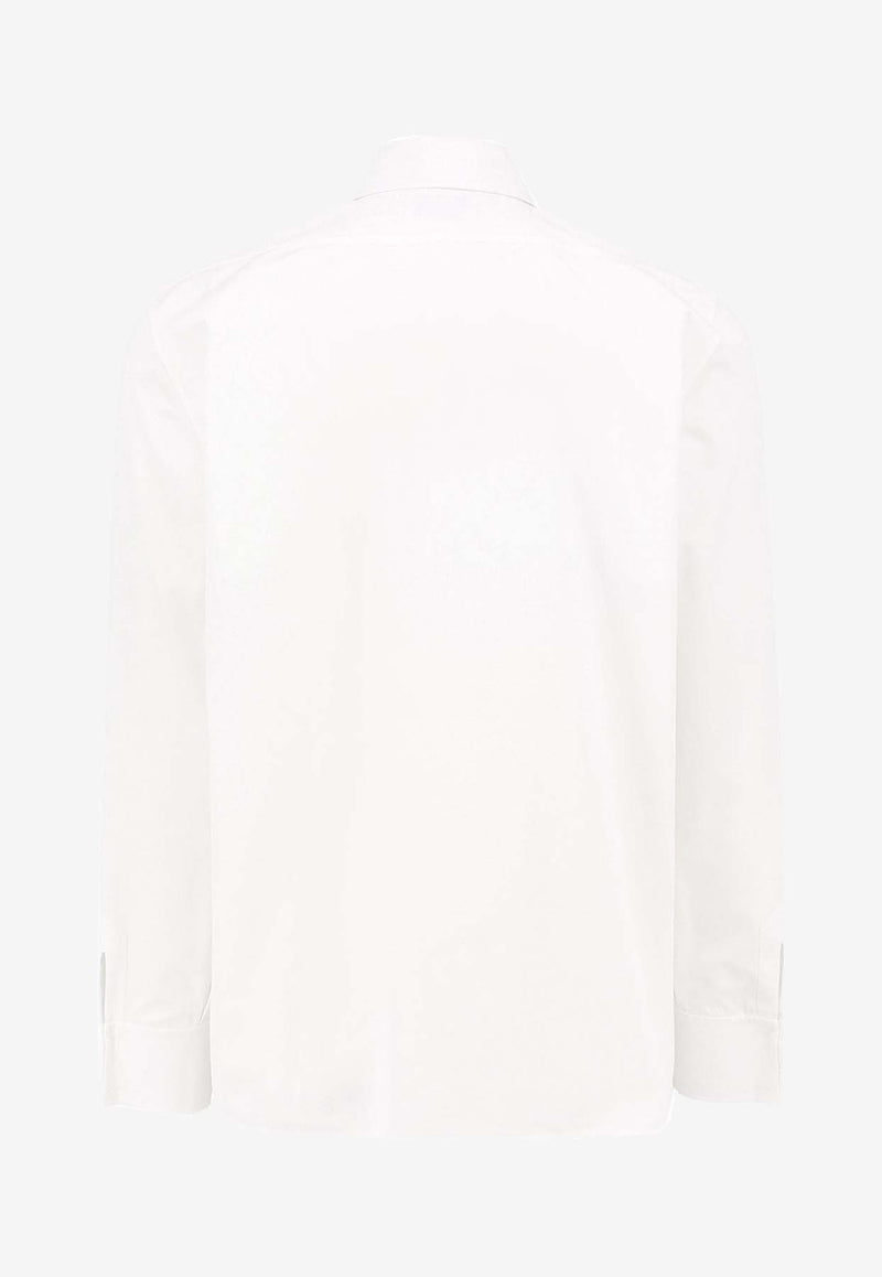 Saint Laurent Cassandre Embroidered Long-Sleeved Shirt White 793321Y1H48_9000