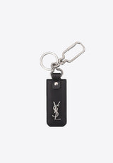 Saint Laurent Cassandre Plaque Leather Key-Ring Black 777523BWR0E_1000