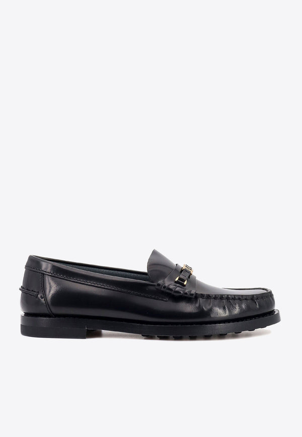 Tod's Metal Chain Calf Leather Loafers Black XXW34L0IO90AKT_B999