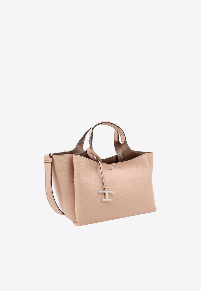 Tod's Mini T Timeless Tote Bag in Grained Leather Beige XBWAPAFL100QRI_2L07