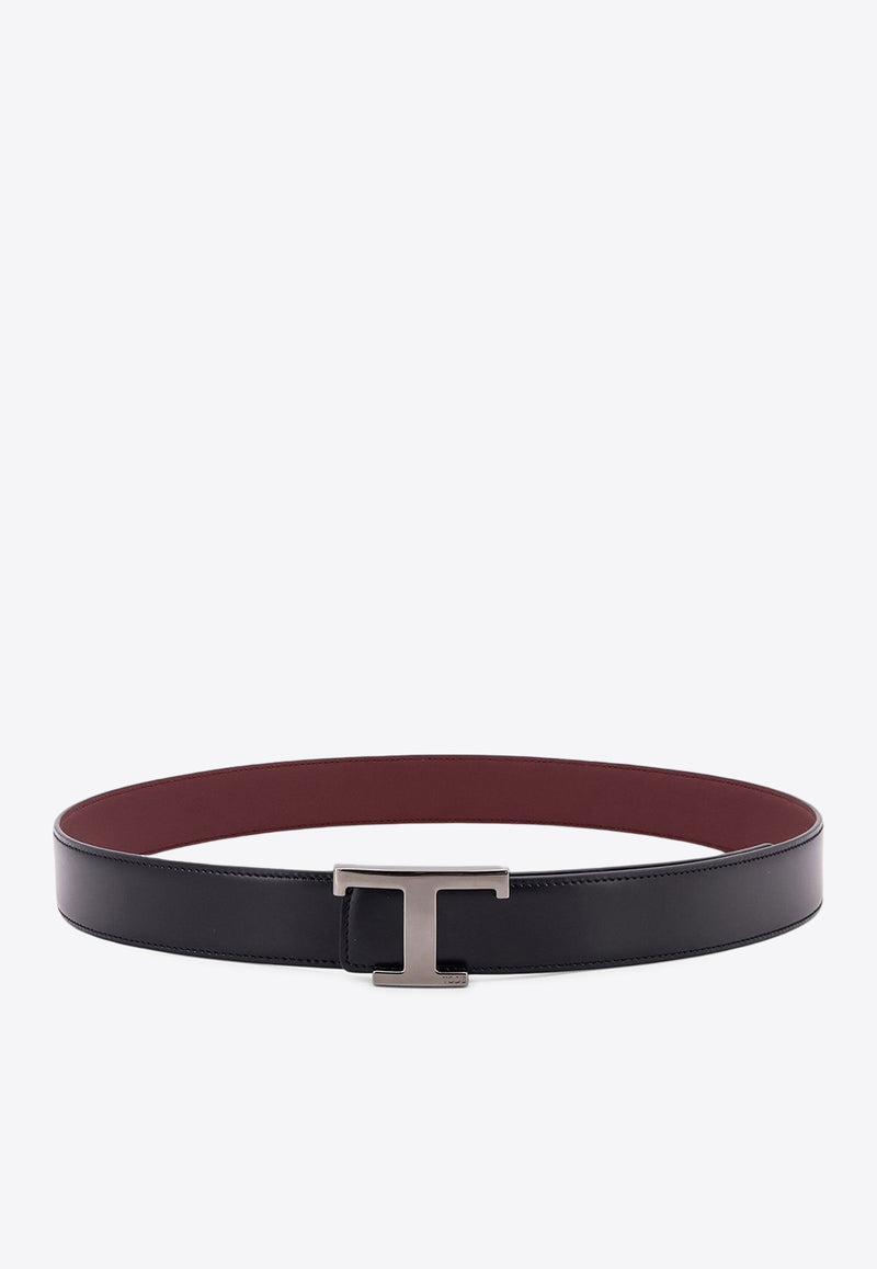 Tod's T Timeless Reversible Leather Belt Black XCMCQR55100HDL_576C