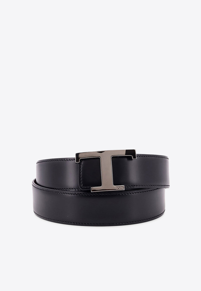 Tod's T Timeless Reversible Leather Belt Black XCMCQR55100HDL_576C