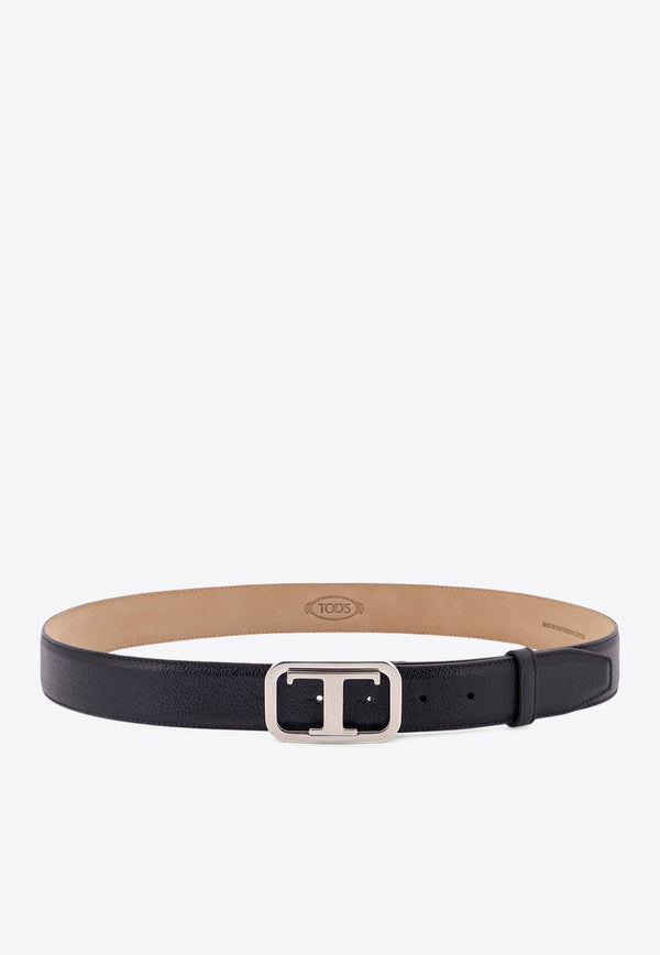 Tod's T Monogram Leather Belt Black XCMCQR70100SUN_B999