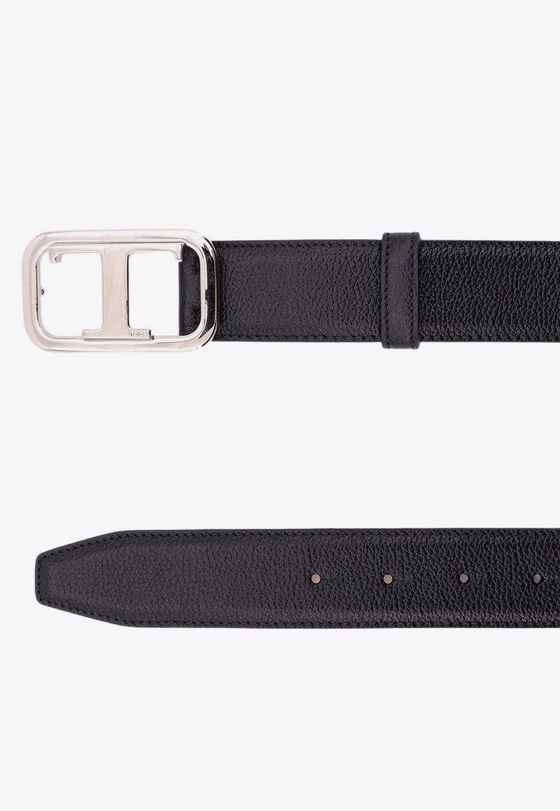 Tod's T Monogram Leather Belt Black XCMCQR70100SUN_B999