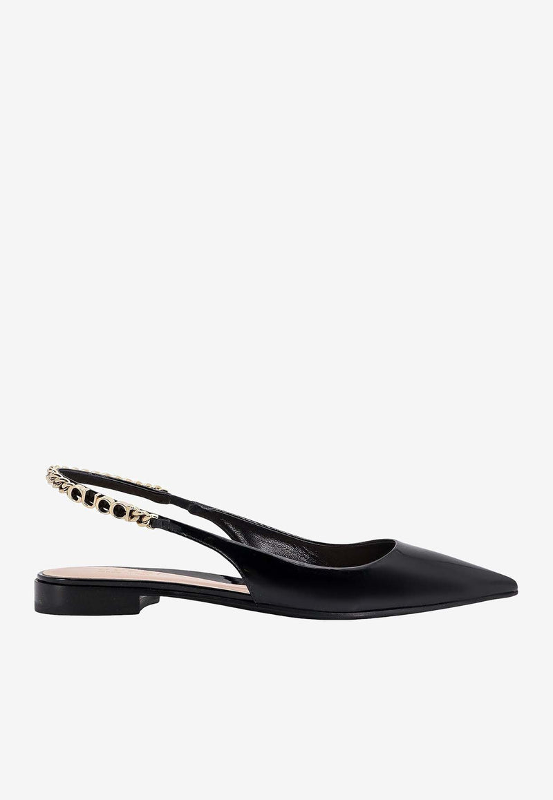 Gucci Signoria Leather Pointed-Toe Flats Black 786599BNC80_1000