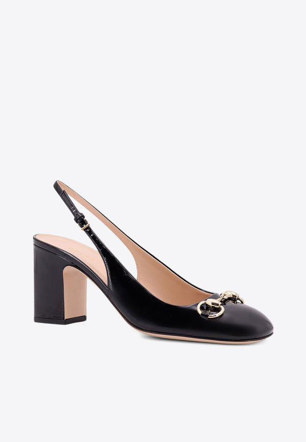 Gucci  75 Horsebit Slingback Leather Pumps Black 794324BNC00_1000