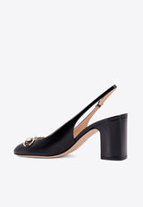 Gucci  75 Horsebit Slingback Leather Pumps Black 794324BNC00_1000