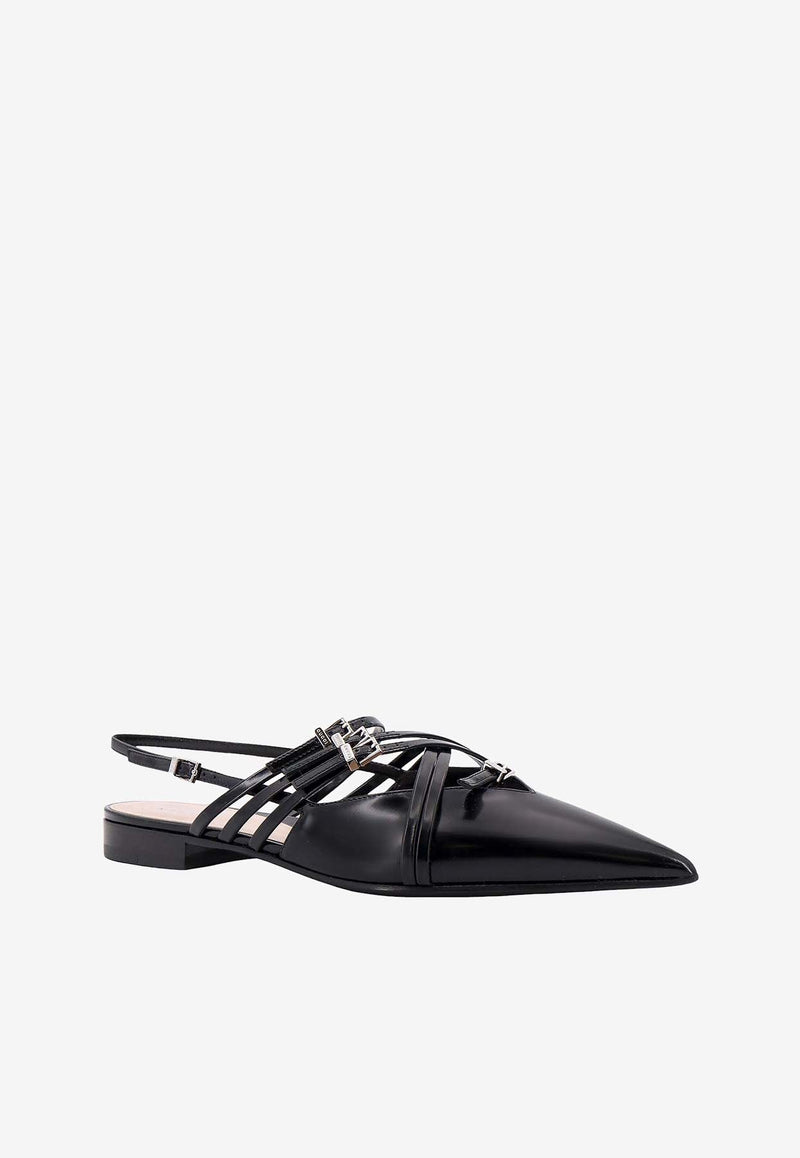 Gucci Leather Pointed Slingback Flats Black 796015CLG00_1000