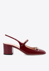 Gucci Horsebit 55 Patent Leather Slingback Pumps Red 801893BNC80_6207