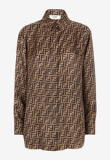 Fendi FF Monogram Long-Sleeved Silk Shirt Brown FS8107A8G3_F118W