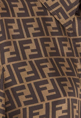 Fendi FF Monogram Long-Sleeved Silk Shirt Brown FS8107A8G3_F118W