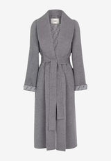 Fendi Belted Wool Coat Gray FF6039A5HD_F1IHH