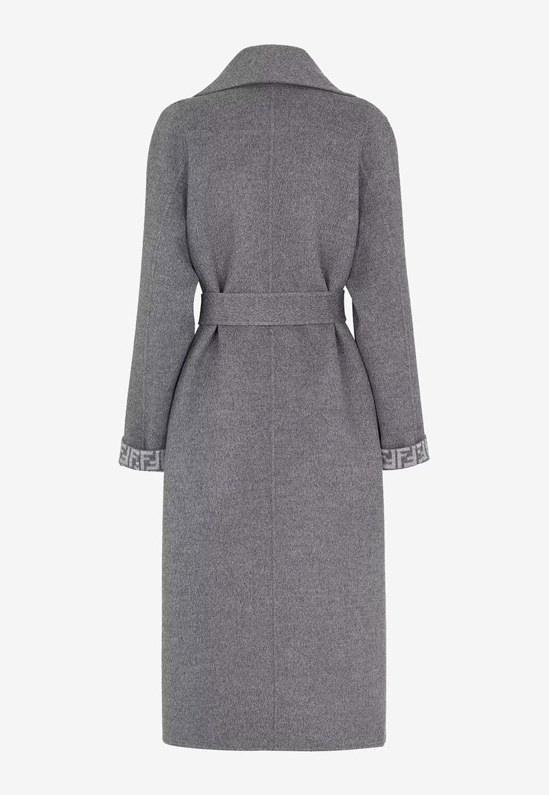 Fendi Belted Wool Coat Gray FF6039A5HD_F1IHH