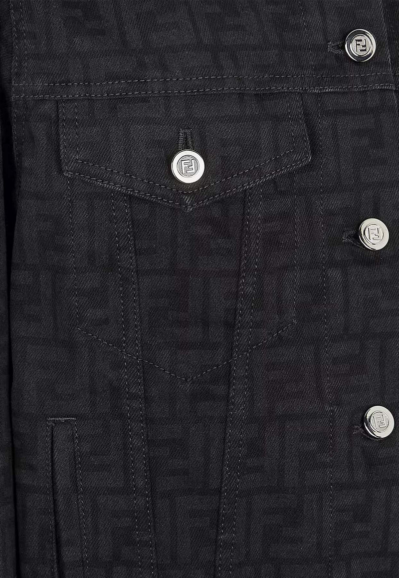 Fendi FF Jacquard Denim Jacket Black FLF799AT1B_F0GME