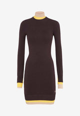 Fendi Ribbed Crewneck Mini Dress Purple FZDC36ASJG_F0AU3