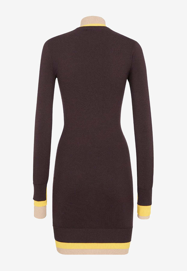 Fendi Ribbed Crewneck Mini Dress Purple FZDC36ASJG_F0AU3