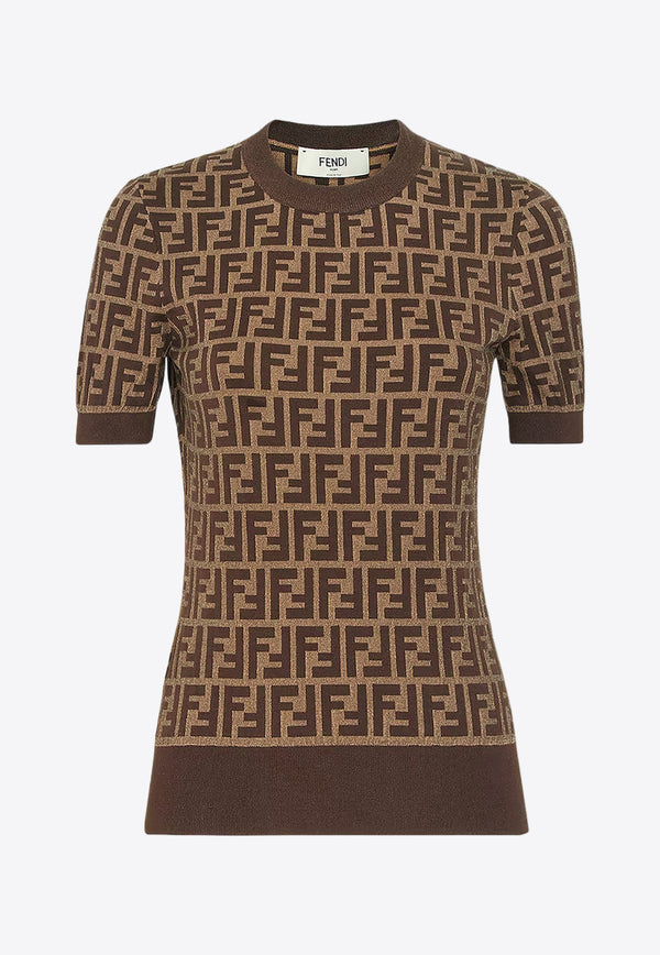 Fendi FF Monogram Knit Top Brown FZXC72ASJT_F0GGE