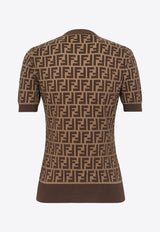 Fendi FF Monogram Knit Top Brown FZXC72ASJT_F0GGE