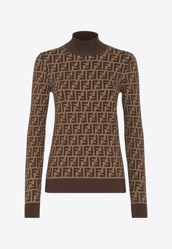 Fendi FF Monogram High-Neck Sweater Brown FZXC73ASJT_F0GGE