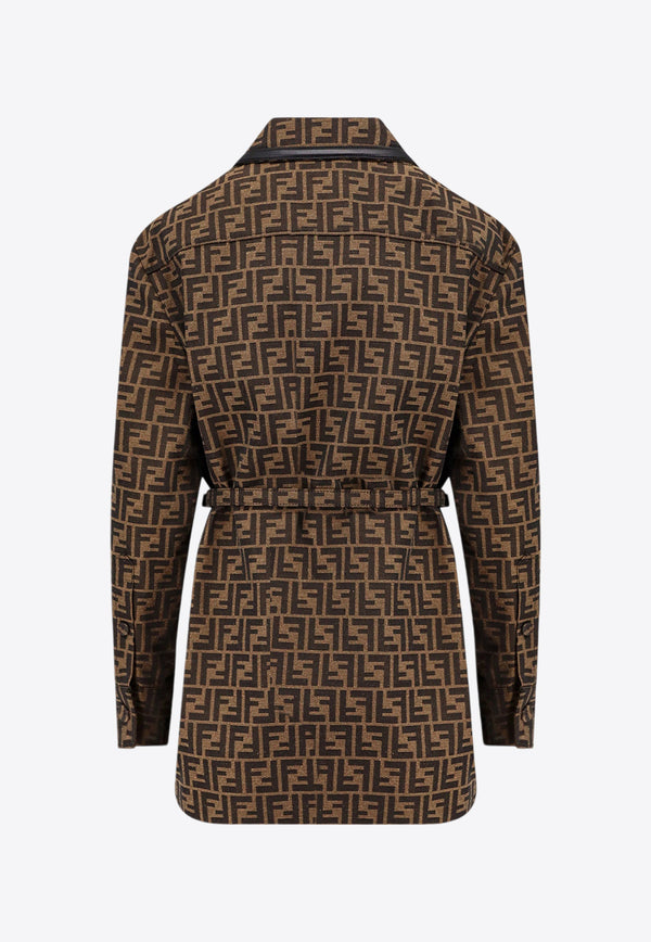 Fendi FF Jacquard Belted Jacket Brown FJ7564A5W3_F118W