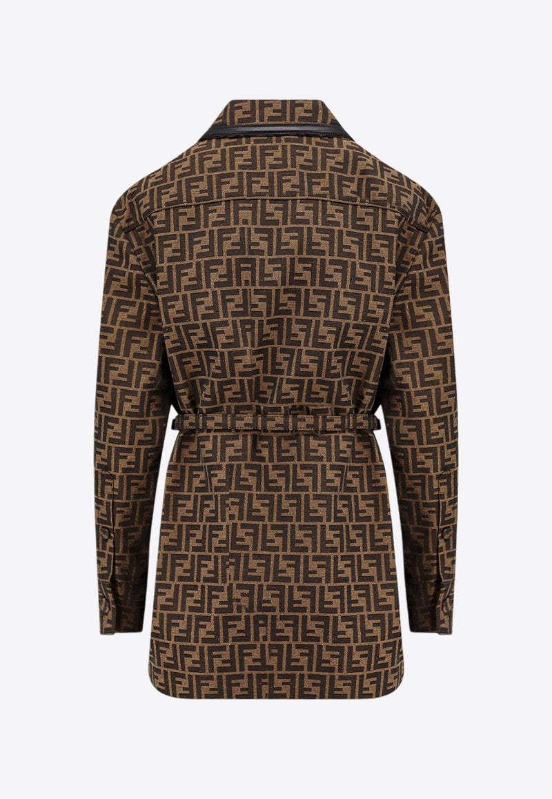 Fendi FF Jacquard Belted Jacket Brown FJ7564A5W3_F118W