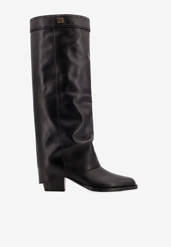 Fendi Show 55 Knee-High Boots in Calf Leather Black 8W8566NA7_F0QA1