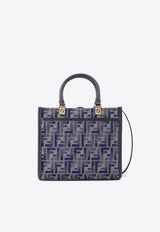 Fendi Small Sunshine FF Jacquard Tote Bag Blue 8BH394ASU0_F1PQK