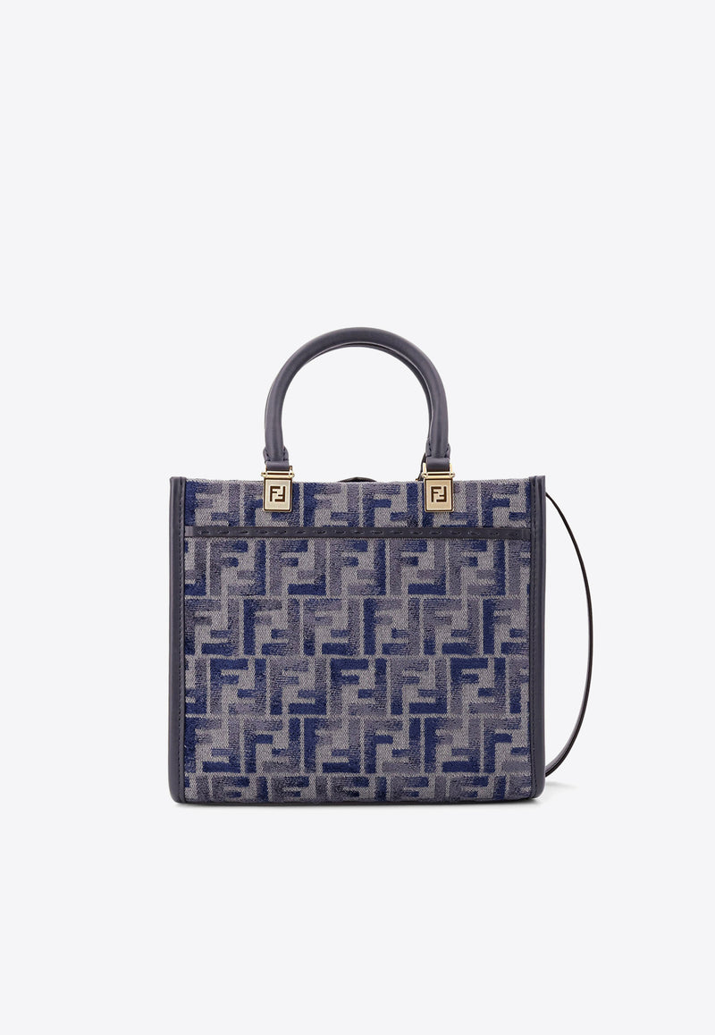 Fendi Small Sunshine FF Jacquard Tote Bag Blue 8BH394ASU0_F1PQK