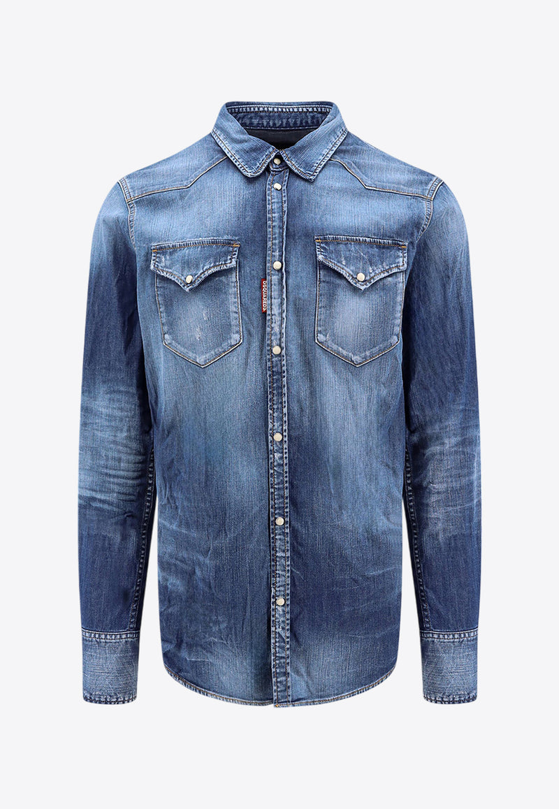 Dsquared2 Long-Sleeved Denim Shirt Blue S74DM0846S30341_470