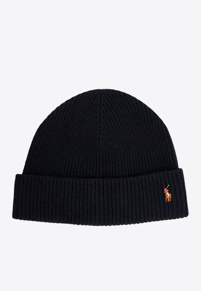 Polo Ralph Lauren Logo Embroidered Wool Beanie Black 449959337_001