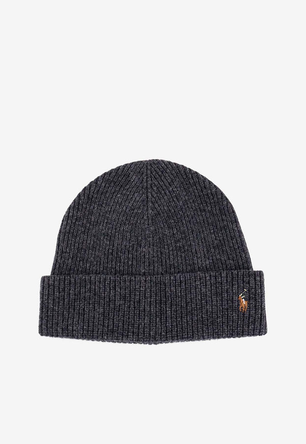 Polo Ralph Lauren Logo Embroidered Wool Beanie Gray 449959337_002