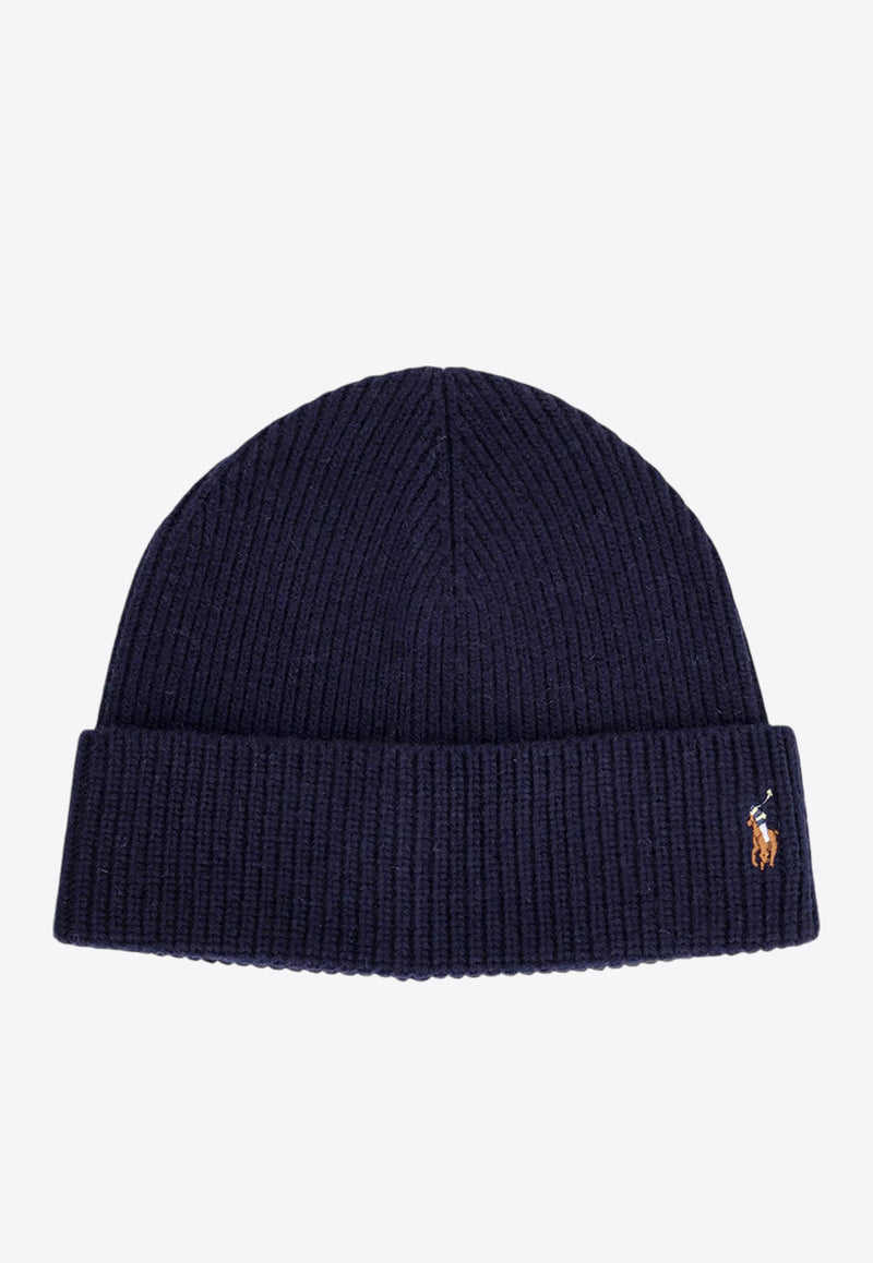 Polo Ralph Lauren Logo Embroidered Wool Beanie Blue 449959337_005