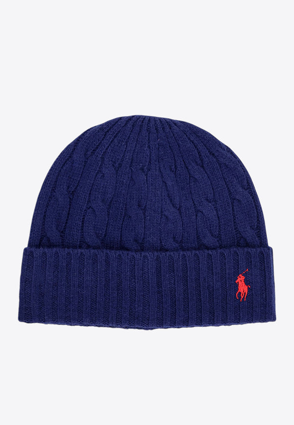 Polo Ralph Lauren Logo Embroidered Wool-Blend Beanie Blue 449959346_002