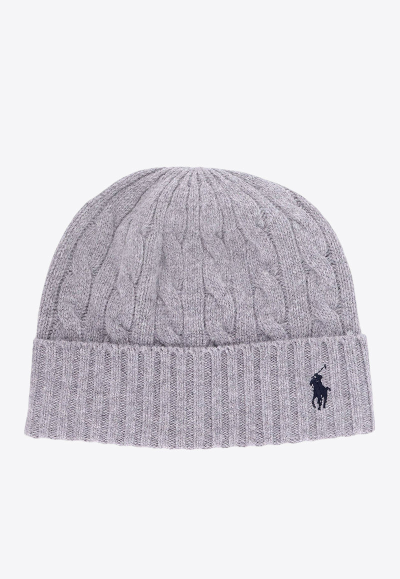 Polo Ralph Lauren Logo Embroidered Wool Beanie Gray 449959346_004