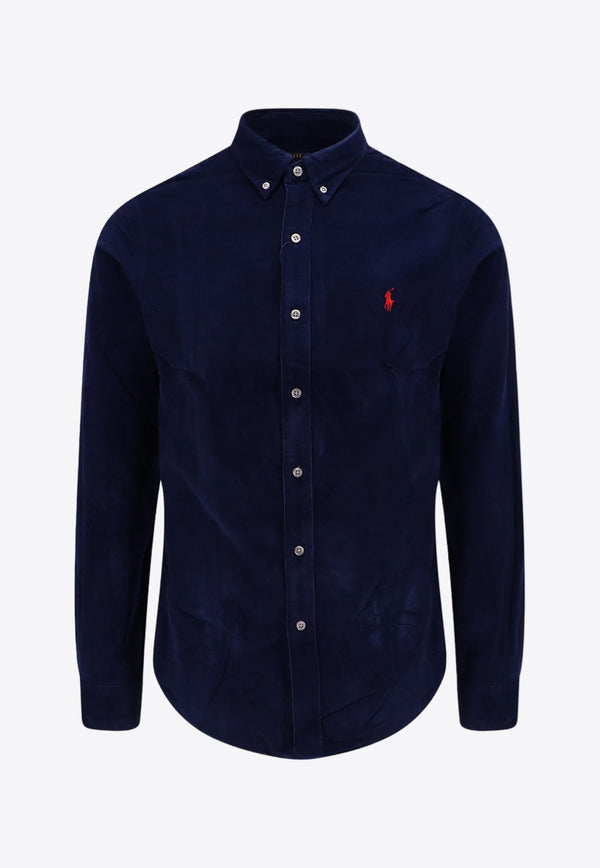 Polo Ralph Lauren Logo Embroidered Long-Sleeved Shirt Blue 710818761_011