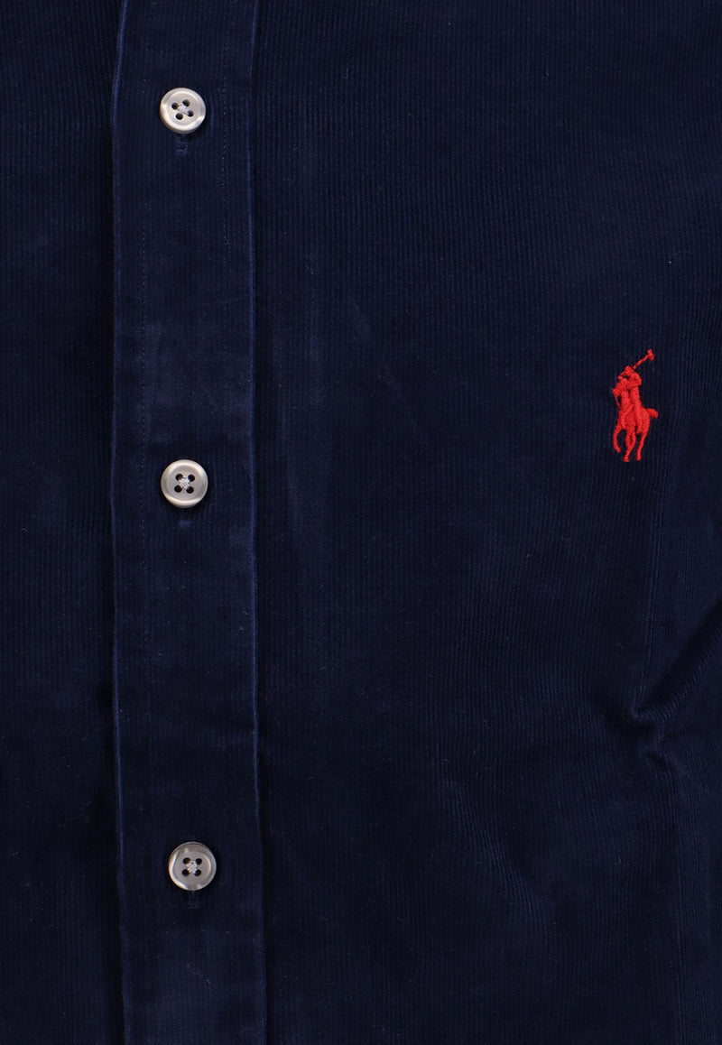 Polo Ralph Lauren Logo Embroidered Long-Sleeved Shirt Blue 710818761_011