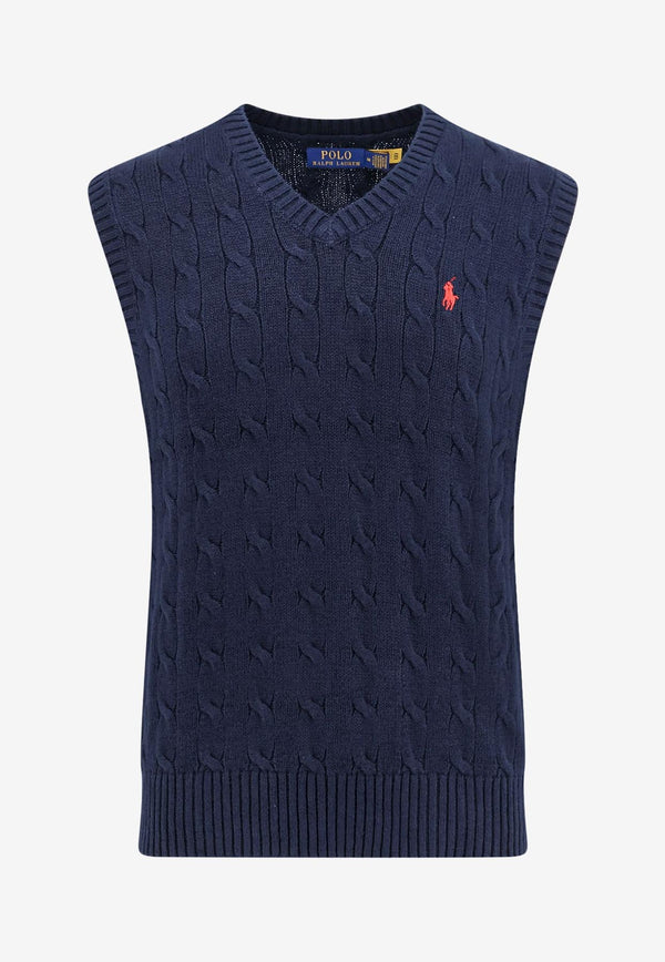 Polo Ralph Lauren Cable Knit V-neck Sweater Vest Blue 710860352_005