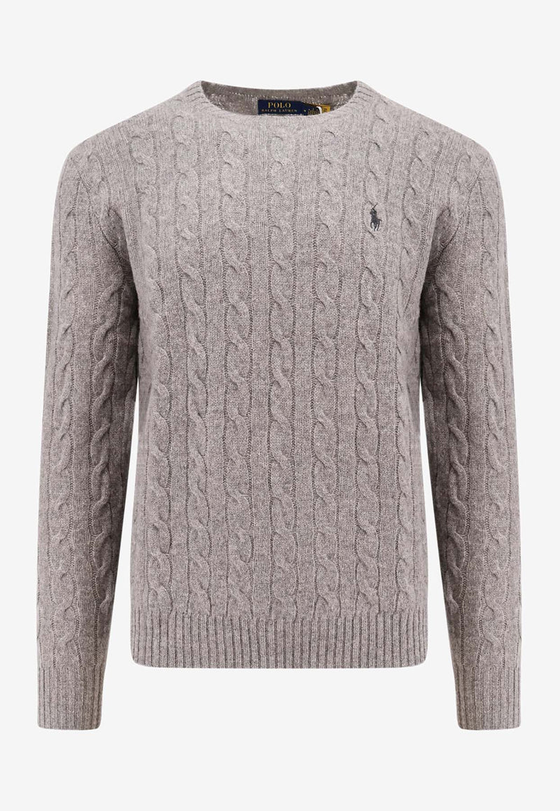 Polo Ralph Lauren Cable Knit Wool Cashmere Logo Sweater Gray 710876762_012