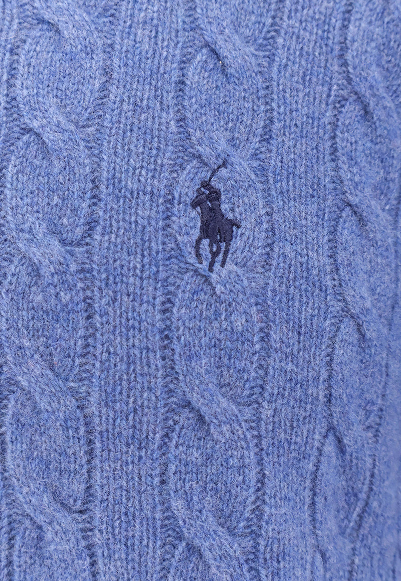 Polo Ralph Lauren Logo Embroidered Cable Knit Sweater Blue 710876762_023