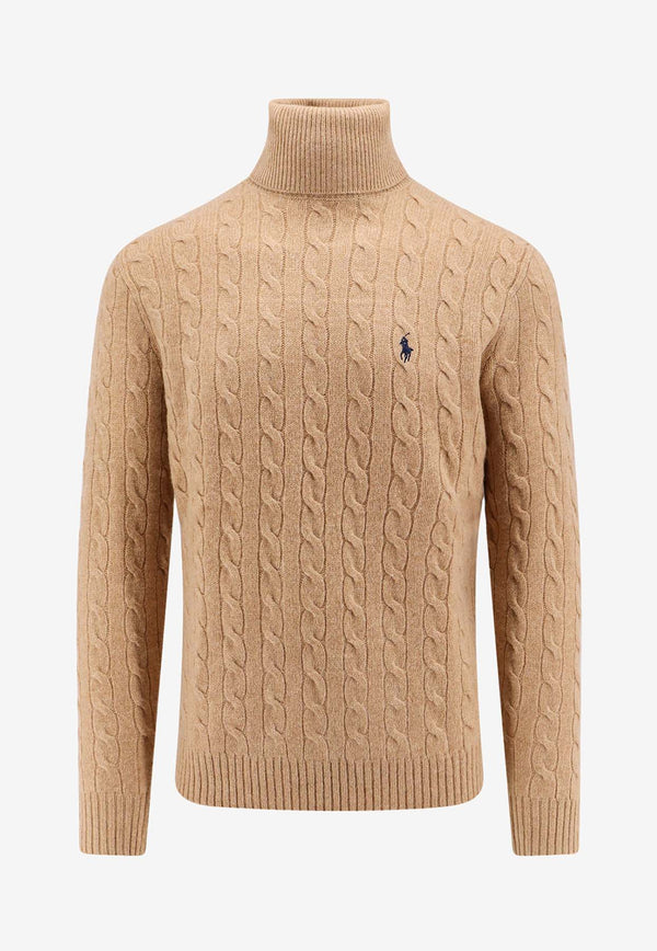 Polo Ralph Lauren Cable Knit Turtleneck Wool Sweater Beige 710876836_006