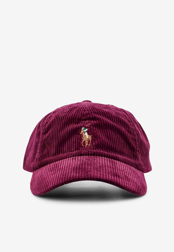 Polo Ralph Lauren Logo Embroidered Corduroy Cap Burgundy 710880778_005